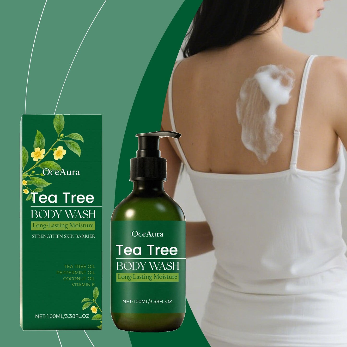 ✨ OceAura Tea Tree Body Wash – Long-Lasting Moisture Body Cleanser for Smooth, Refreshed & Healthy-Looking Skin 🌿